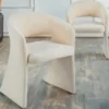Lot de 6 chaises design Tootsie Tissu bouclette Crème