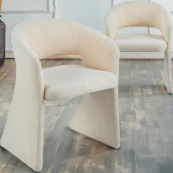 Lot de 2 chaises design Tootsie Tissu bouclette Crème