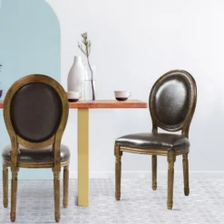 Lot de 20 chaises de style médaillon Louis XVI Simili (P.U) Marron bois patiné Or