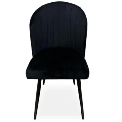 Lot de 2 chaises matelassées coutures verticales Louvenda Velours Noir