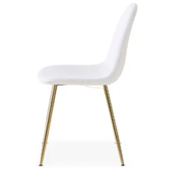 Lot de 4 chaises matelassées Norway Tissu bouclette Blanc