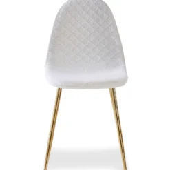Lot de 4 chaises matelassées Norway Tissu bouclette Blanc