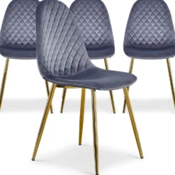Lot de 4 chaises matelassées Norway Velours Argent