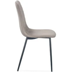 Lot de 4 chaises matelassées Norway Velours Taupe Pieds Noir