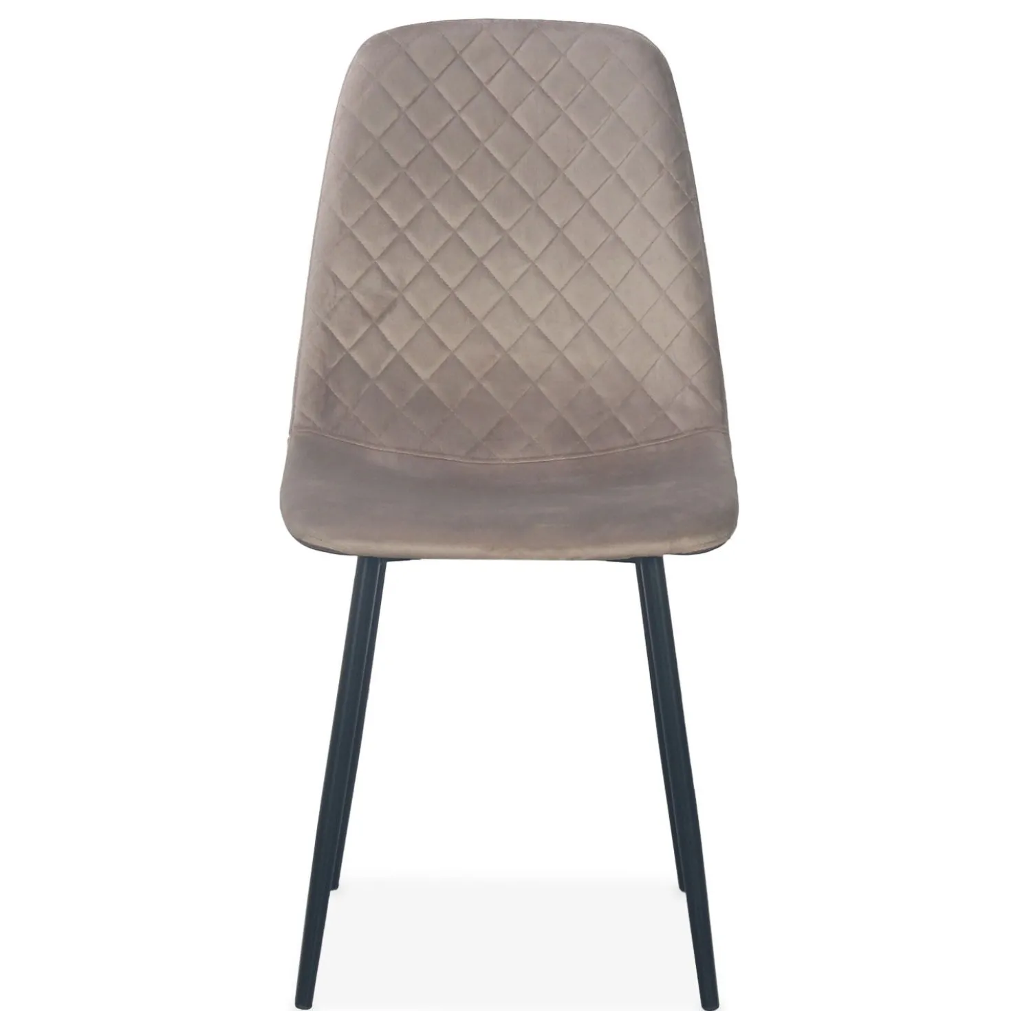 Lot de 4 chaises matelassées Norway Velours Taupe Pieds Noir