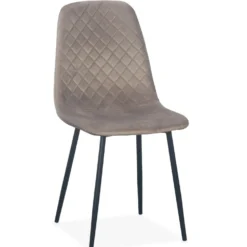 Lot de 4 chaises matelassées Norway Velours Taupe Pieds Noir