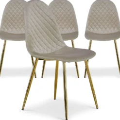 Lot de 4 chaises matelassées Norway Velours Taupe