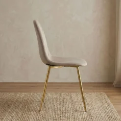 Lot de 8 chaises matelassées Norway Pieds Or et Velours Taupe