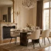 Lot de 4 chaises Maury Métal noir et Tissu bouclette Crème