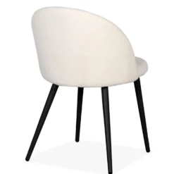 Lot de 4 chaises Maury Métal noir et Tissu bouclette Crème
