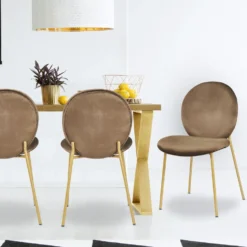 Lot de 2 chaises médaillon Irene Velours Camel