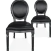Lot de 2 chaises médaillon Louis XVI Bois massif et Simili (P.U) Noir