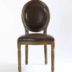 Lot de 2 chaises médaillon Louis XVI Bois massif patiné Or et Simili (P.U) Marron