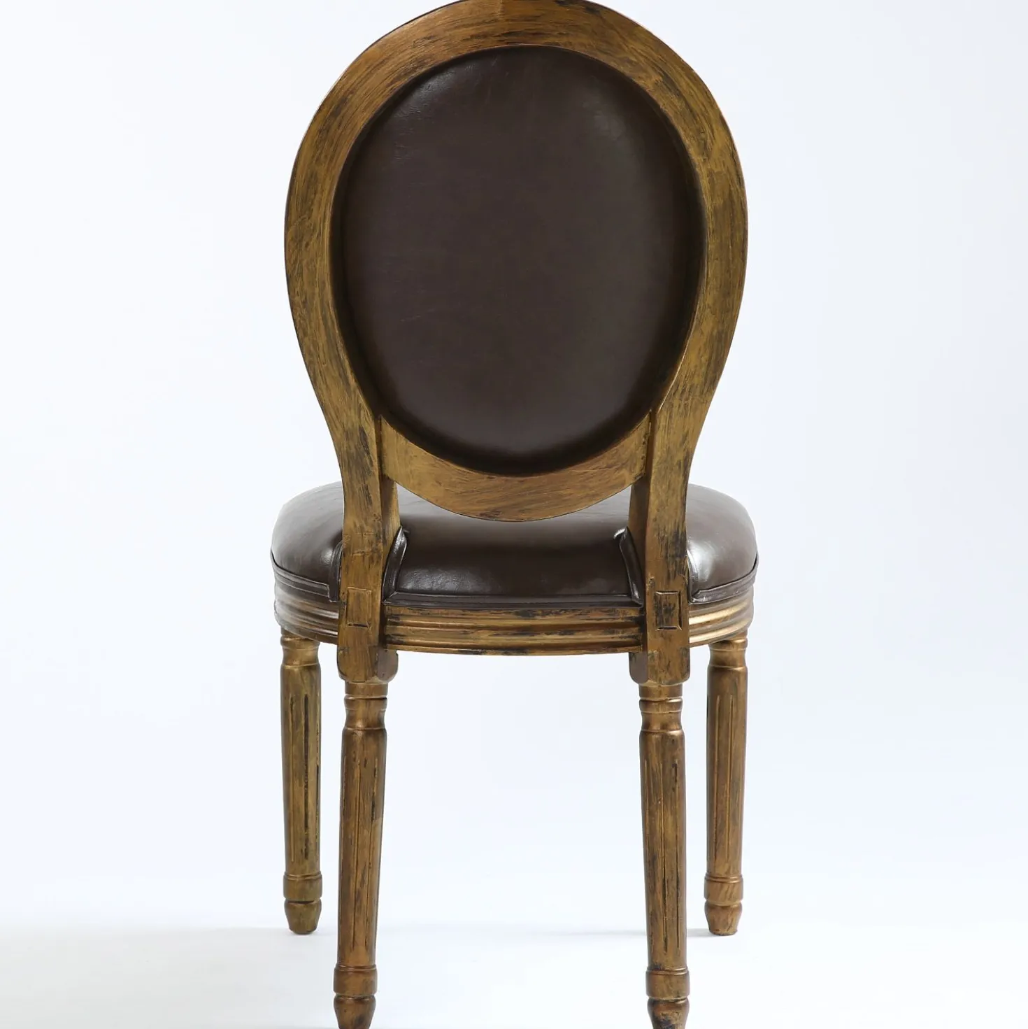 Lot de 2 chaises médaillon Louis XVI Bois massif patiné Or et Simili (P.U) Marron