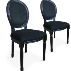 Lot de 20 chaises médaillon Louis XVI Black Velours Noir