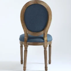 Lot de 2 chaises médaillon Louis XVI Bois massif patiné et Tissu Bleu