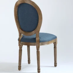 Lot de 2 chaises médaillon Louis XVI Bois massif patiné et Tissu Bleu