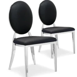 Lot de 2 chaises médaillon Sofia Simili Noir