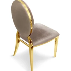 Lot de 6 chaises médaillon Sofia Pieds Or Velours Taupe