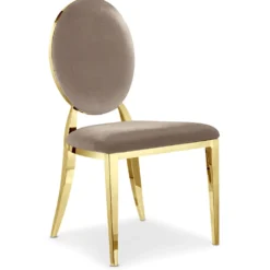 Lot de 6 chaises médaillon Sofia Pieds Or Velours Taupe