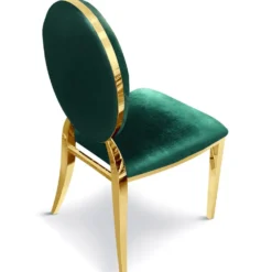 Lot de 8 chaises médaillon Sofia Pieds Or Velours Vert