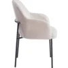 Lot de 4 chaises modernes matelassées Inaya Métal Noir et Tissu Beige