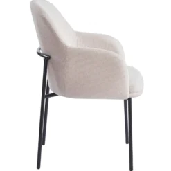 Lot de 4 chaises modernes matelassées Inaya Métal Noir et Tissu Beige