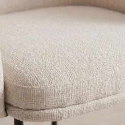 Lot de 4 chaises modernes matelassées Inaya Métal Noir et Tissu Beige