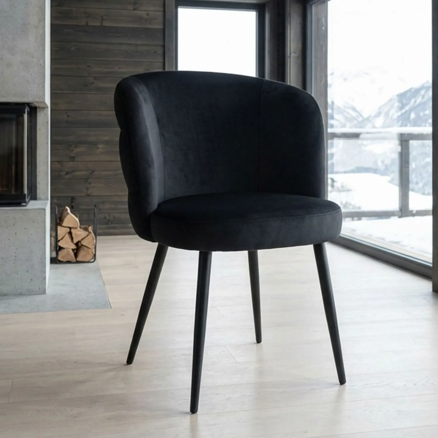 Lot de 2 chaises modernes matelassées Malawi Velours Noir