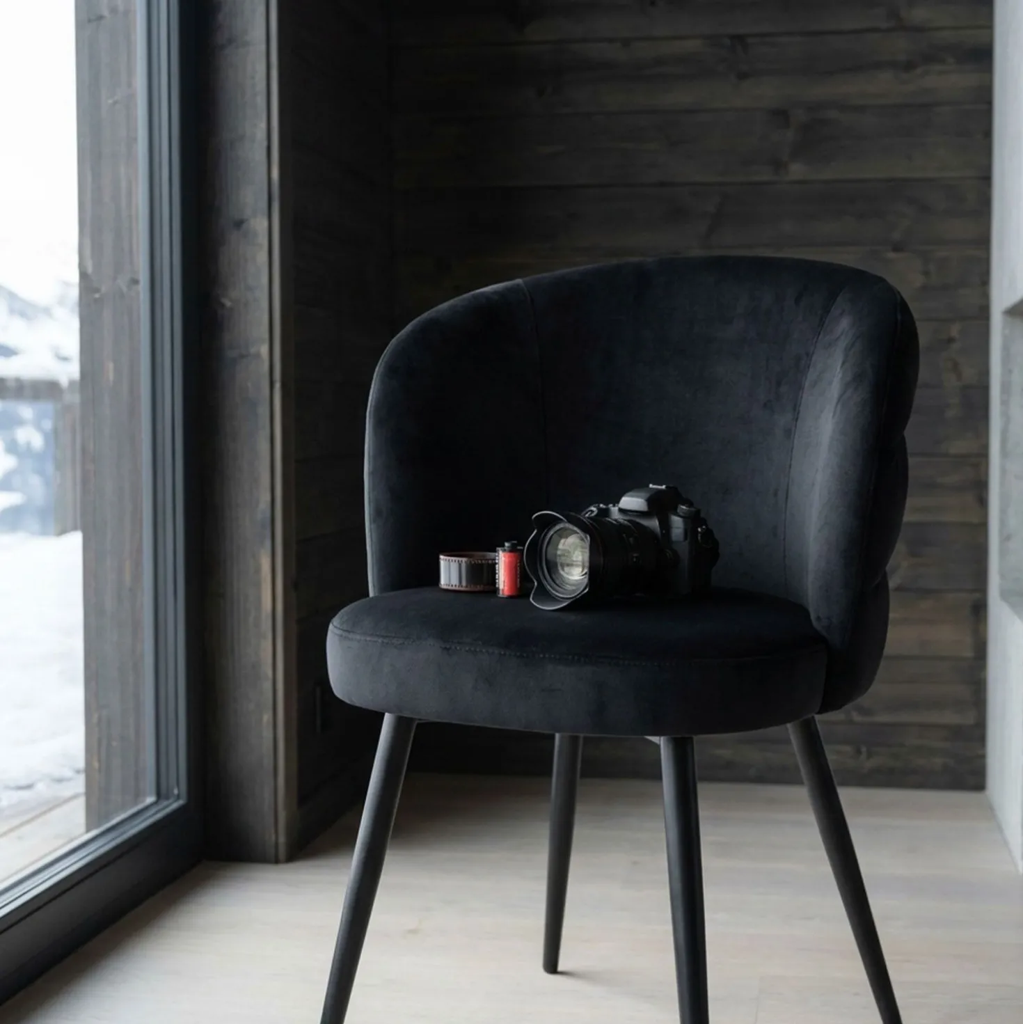 Lot de 2 chaises modernes matelassées Malawi Velours Noir