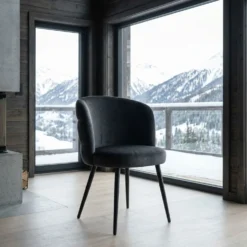 Lot de 2 chaises modernes matelassées Malawi Velours Noir