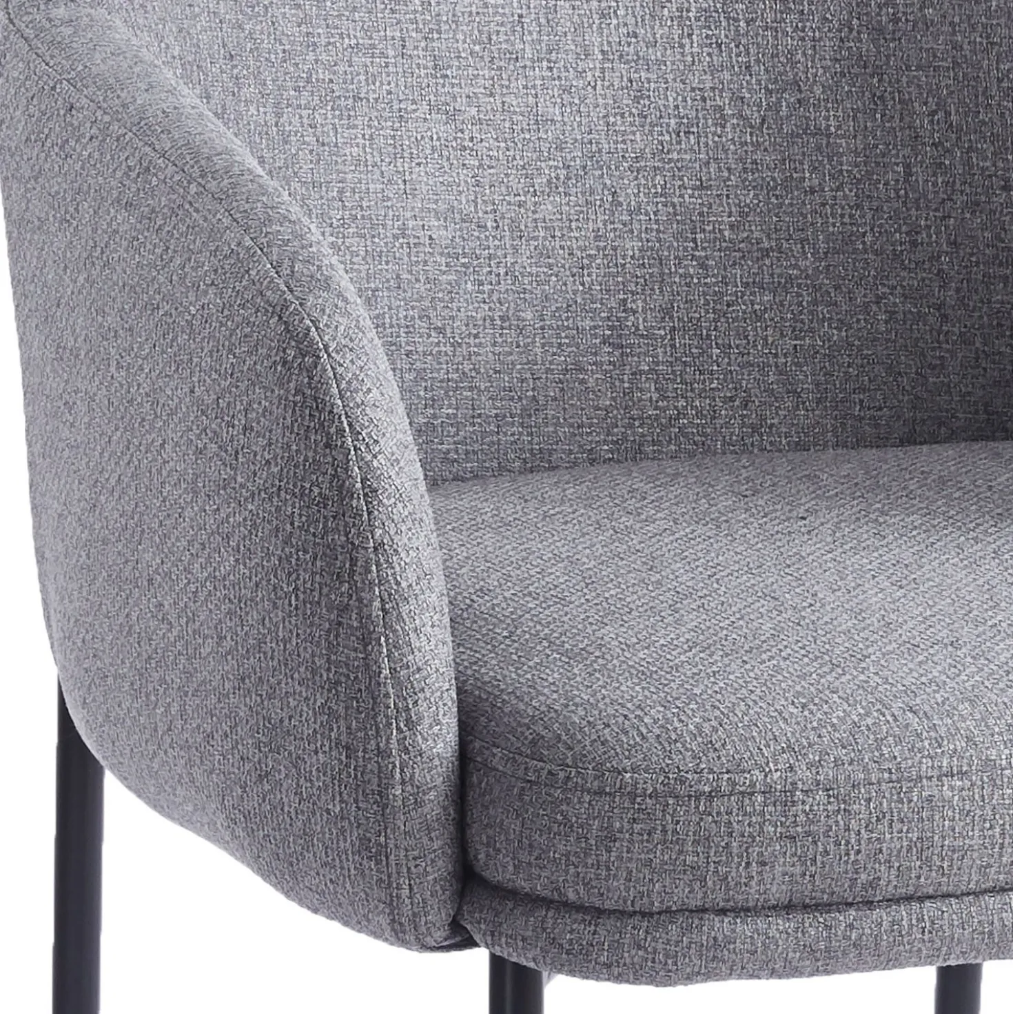 Lot de 4 chaises modernes matelassées Inaya Métal Noir et Tissu Gris