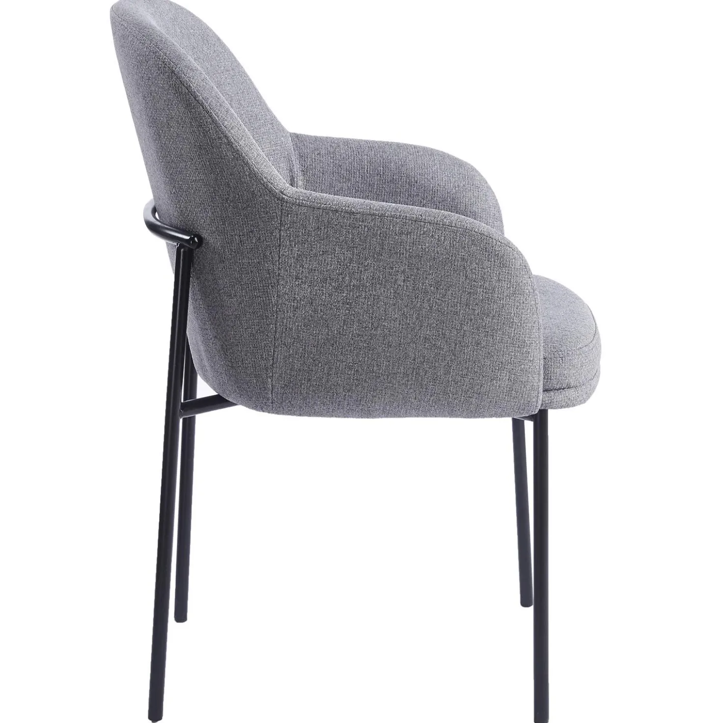 Lot de 4 chaises modernes matelassées Inaya Métal Noir et Tissu Gris