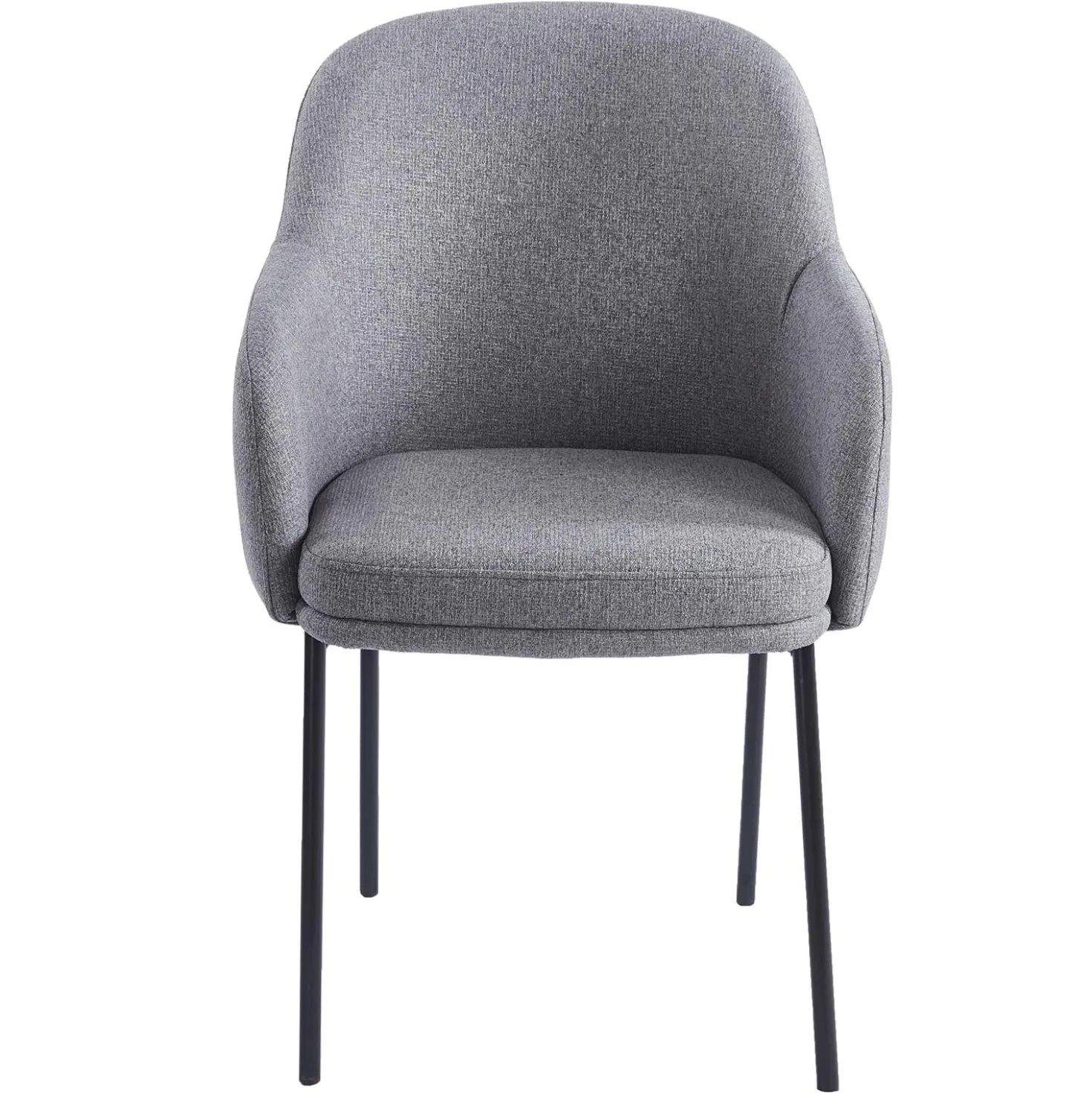 Lot de 6 chaises modernes matelassées Inaya Métal Noir et Tissu Gris