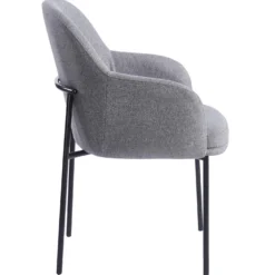 Lot de 6 chaises modernes matelassées Inaya Métal Noir et Tissu Gris
