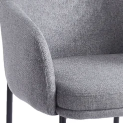 Lot de 6 chaises modernes matelassées Inaya Métal Noir et Tissu Gris