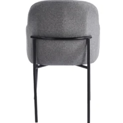 Lot de 8 chaises modernes matelassées Inaya Métal Noir et Tissu Gris