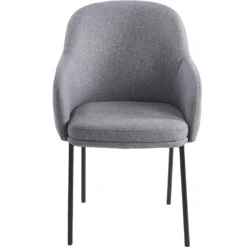 Lot de 2 chaises modernes matelassées Inaya Métal Noir et Tissu Gris