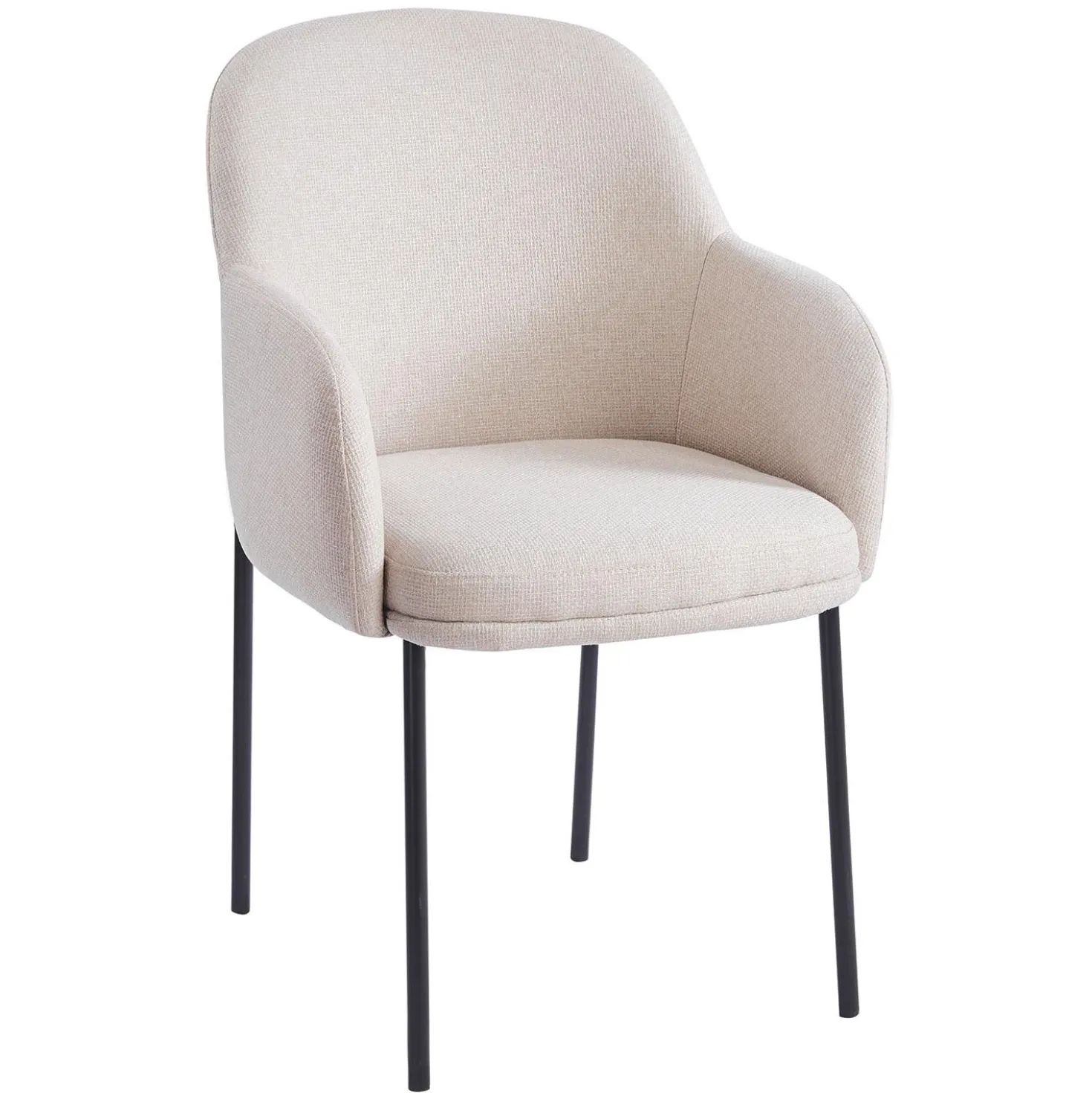 Lot de 2 chaises modernes matelassées Inaya Métal Noir et Tissu Beige