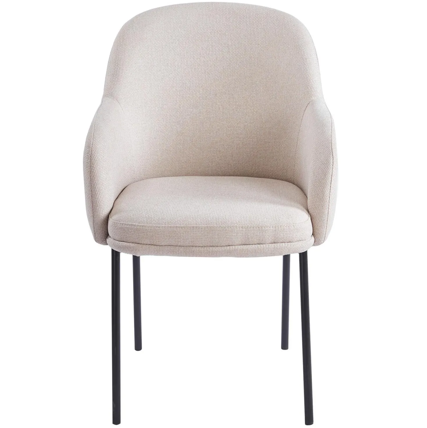 Lot de 2 chaises modernes matelassées Inaya Métal Noir et Tissu Beige