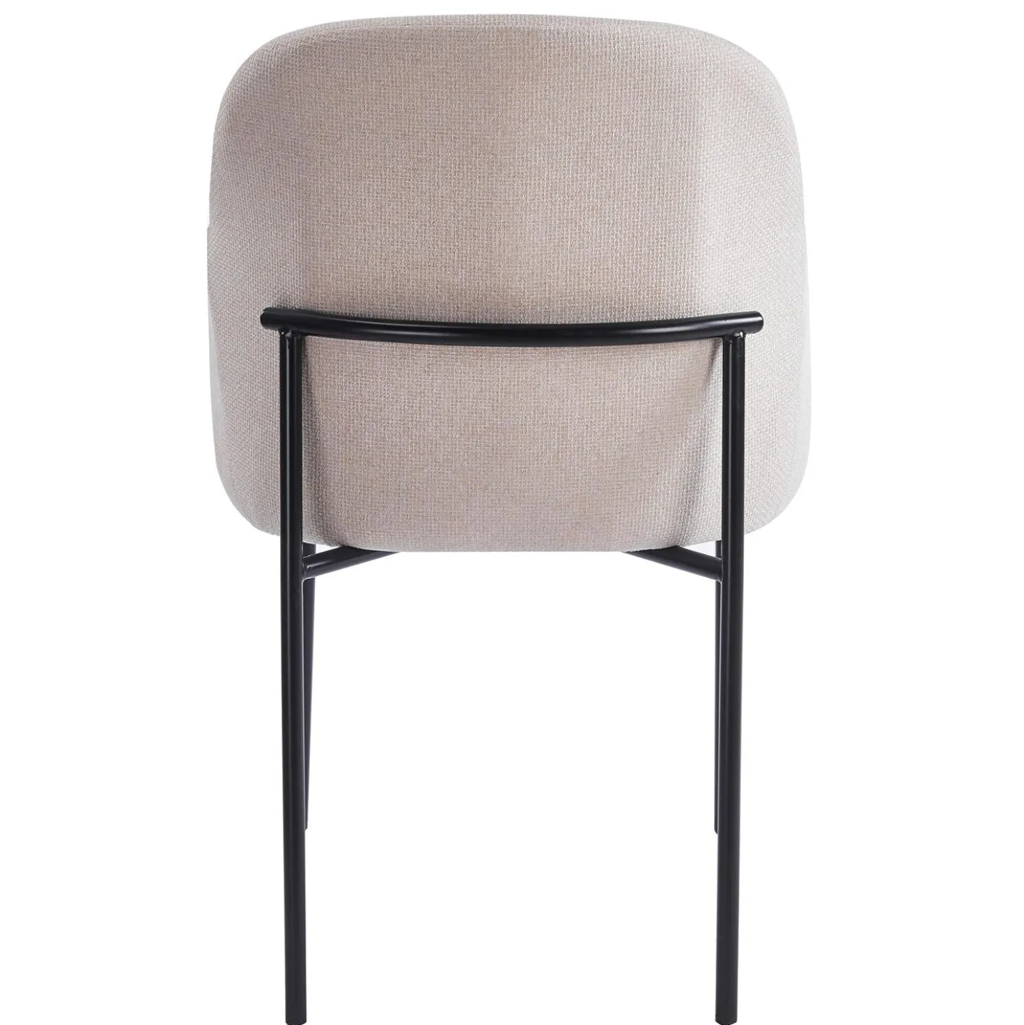 Lot de 6 chaises modernes matelassées Inaya Métal Noir et Tissu Beige
