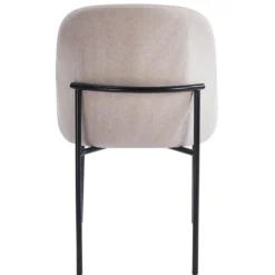Lot de 8 chaises modernes matelassées Inaya Métal Noir et Tissu Beige