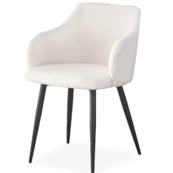 Lot de 8 chaises Paoline Tissu Bouclette Crème