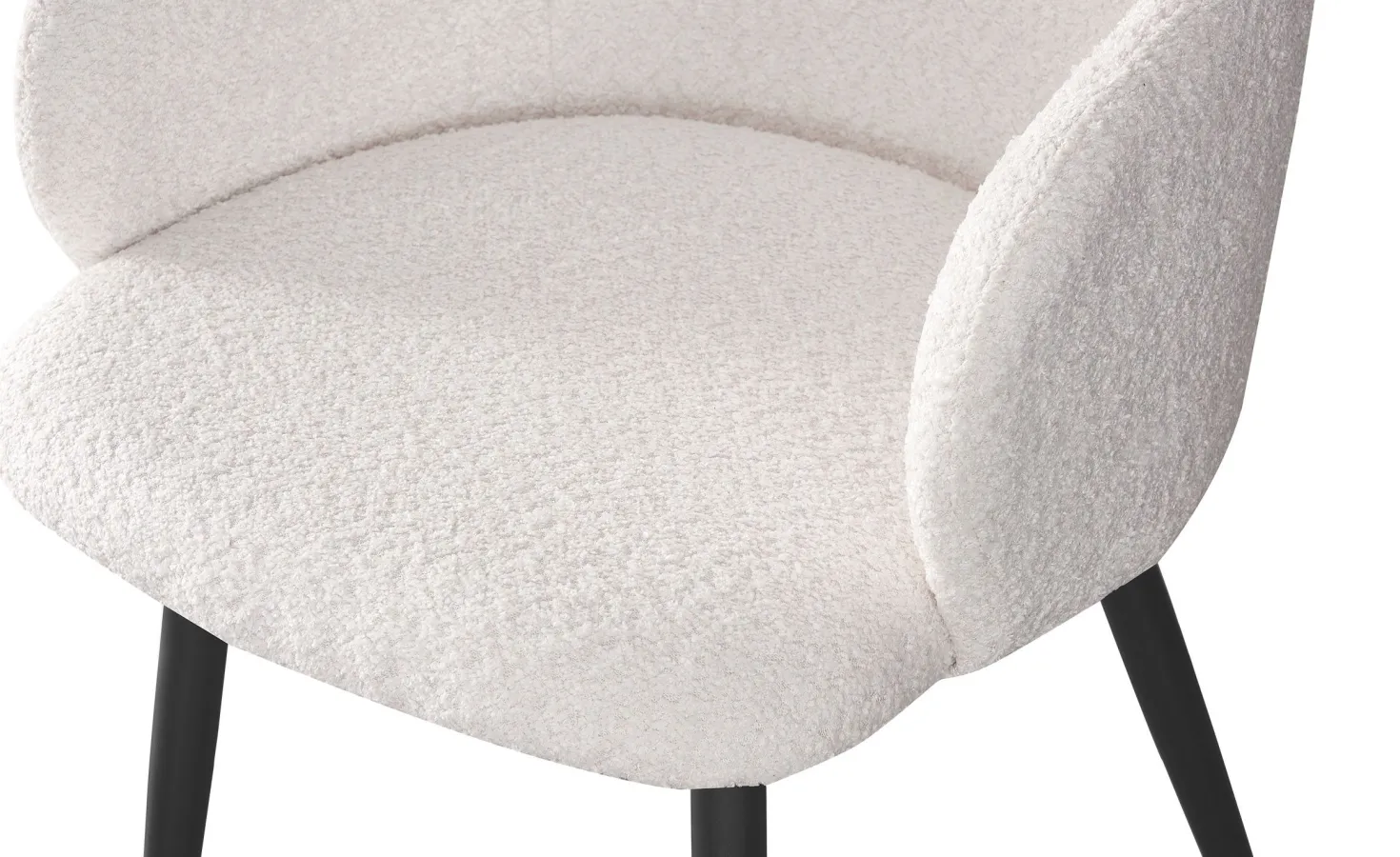 Lot de 8 chaises Paoline Tissu Bouclette Crème