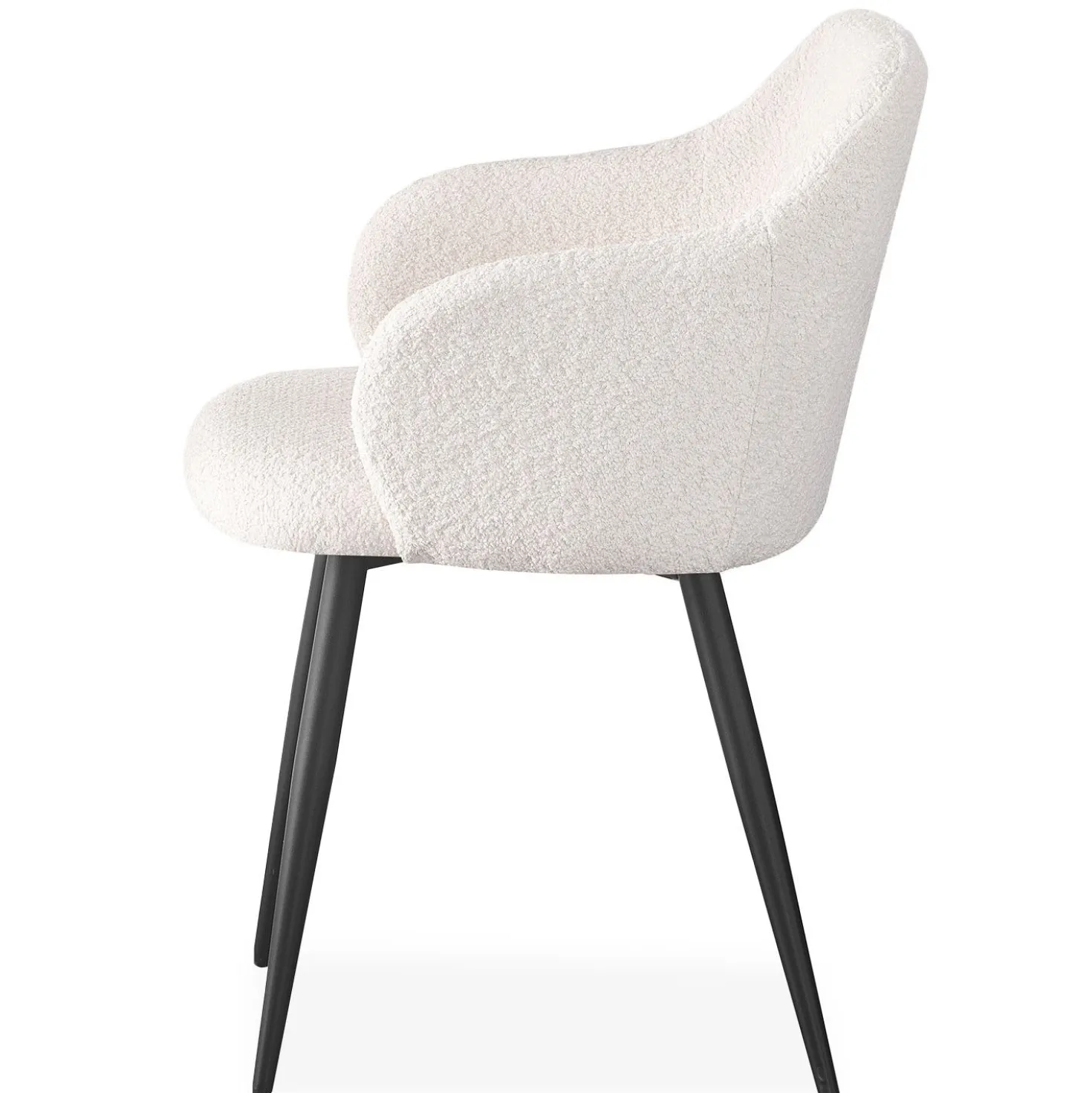 Lot de 8 chaises Paoline Tissu Bouclette Crème