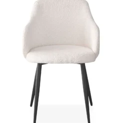 Lot de 4 chaises Paoline Tissu Bouclette Crème