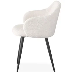 Lot de 4 chaises Paoline Tissu Bouclette Crème