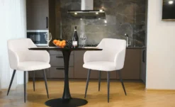 Lot de 4 chaises Paoline Tissu Bouclette Crème