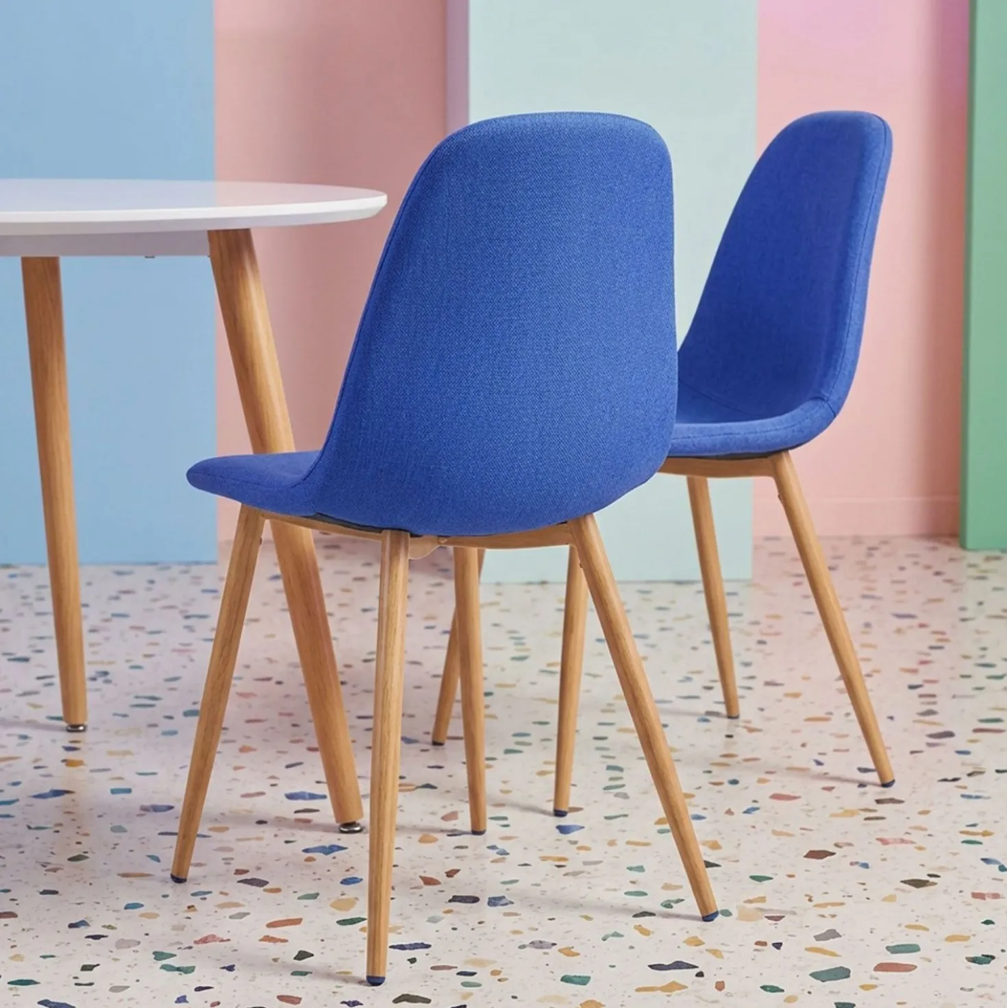 Lot de 4 chaises scandinaves Gao Tissu Bleu