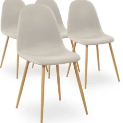 Lot de 4 chaises scandinaves Gao Tissu Beige